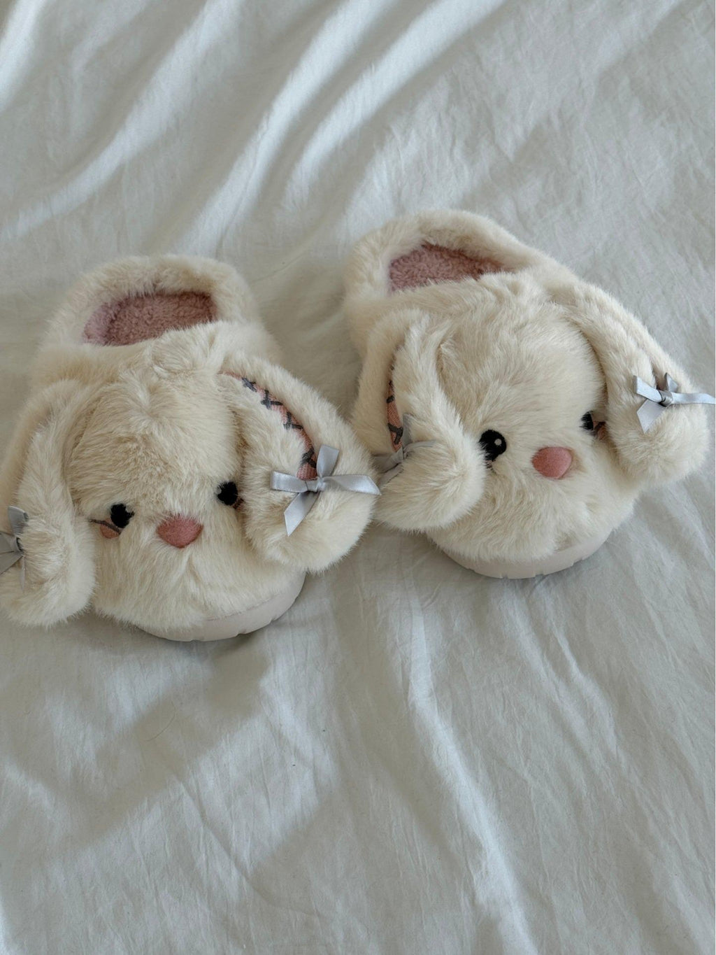Healing-style Bunny Ear Slippers Winter Thickened Warm Women's Home Shoes Soft Plush Cotton Non-Slip Round Toe Indoor Footwear for Girls Cozy Indoor Comfort
