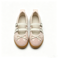 Cute Pink Mary Jane Flats with Double Straps, Sweet Bowknot Round Toe Casual Shoes for Women