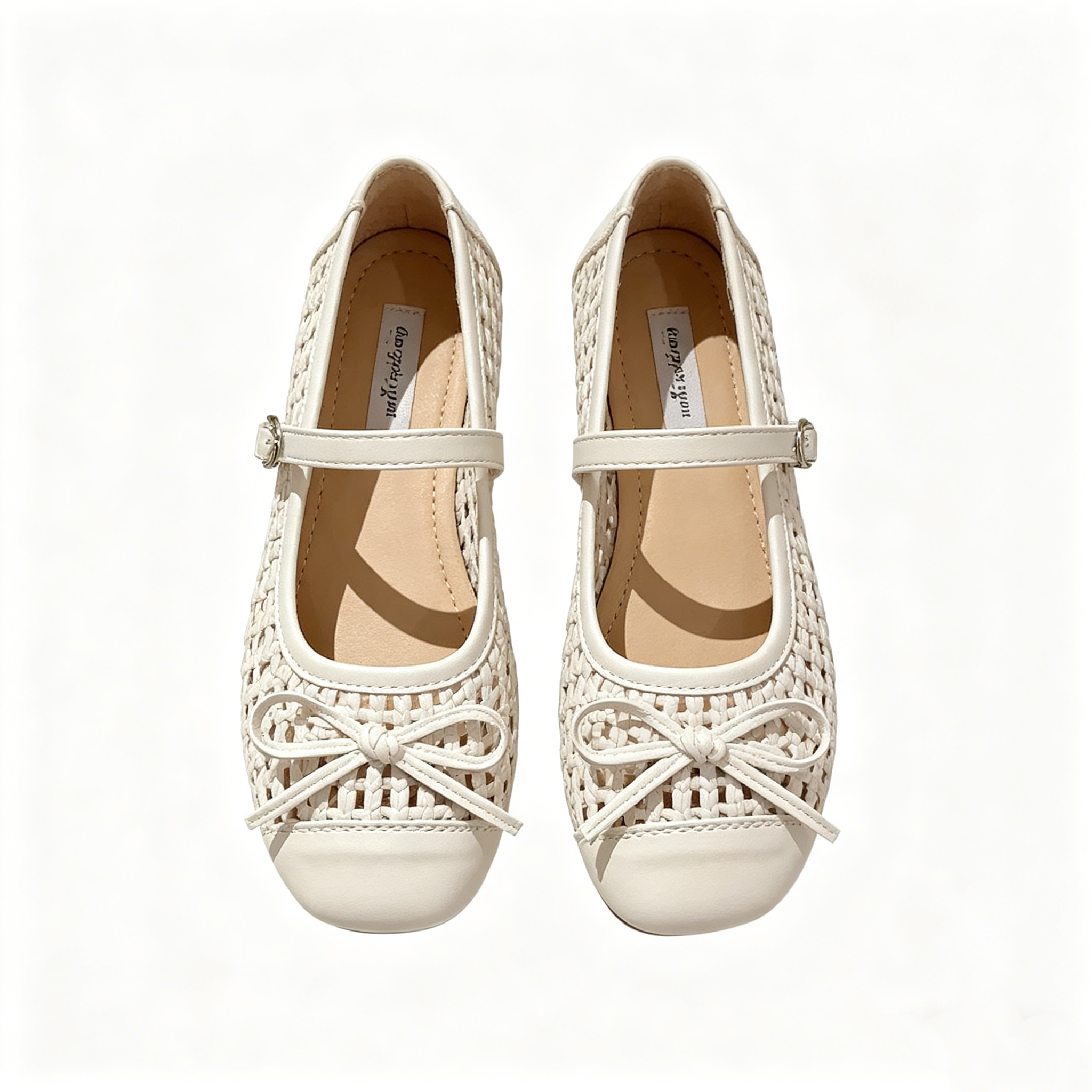 Viral Woven Mesh Mary Janes, Breathable Summer Ballet Flats with Bow, Cute Buckle Lightweight Casual Shoes