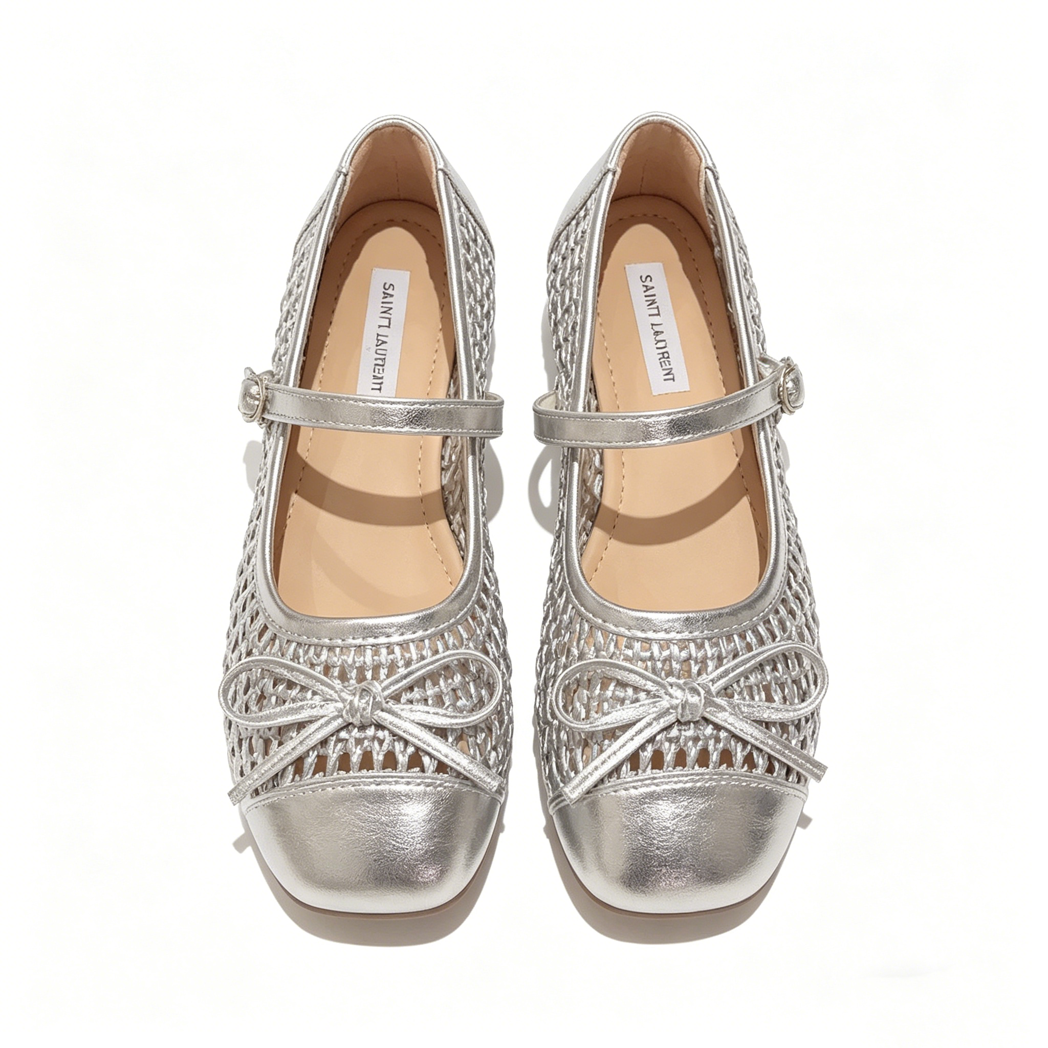 Viral Woven Mesh Mary Janes, Breathable Summer Ballet Flats with Bow, Cute Buckle Lightweight Casual Shoes
