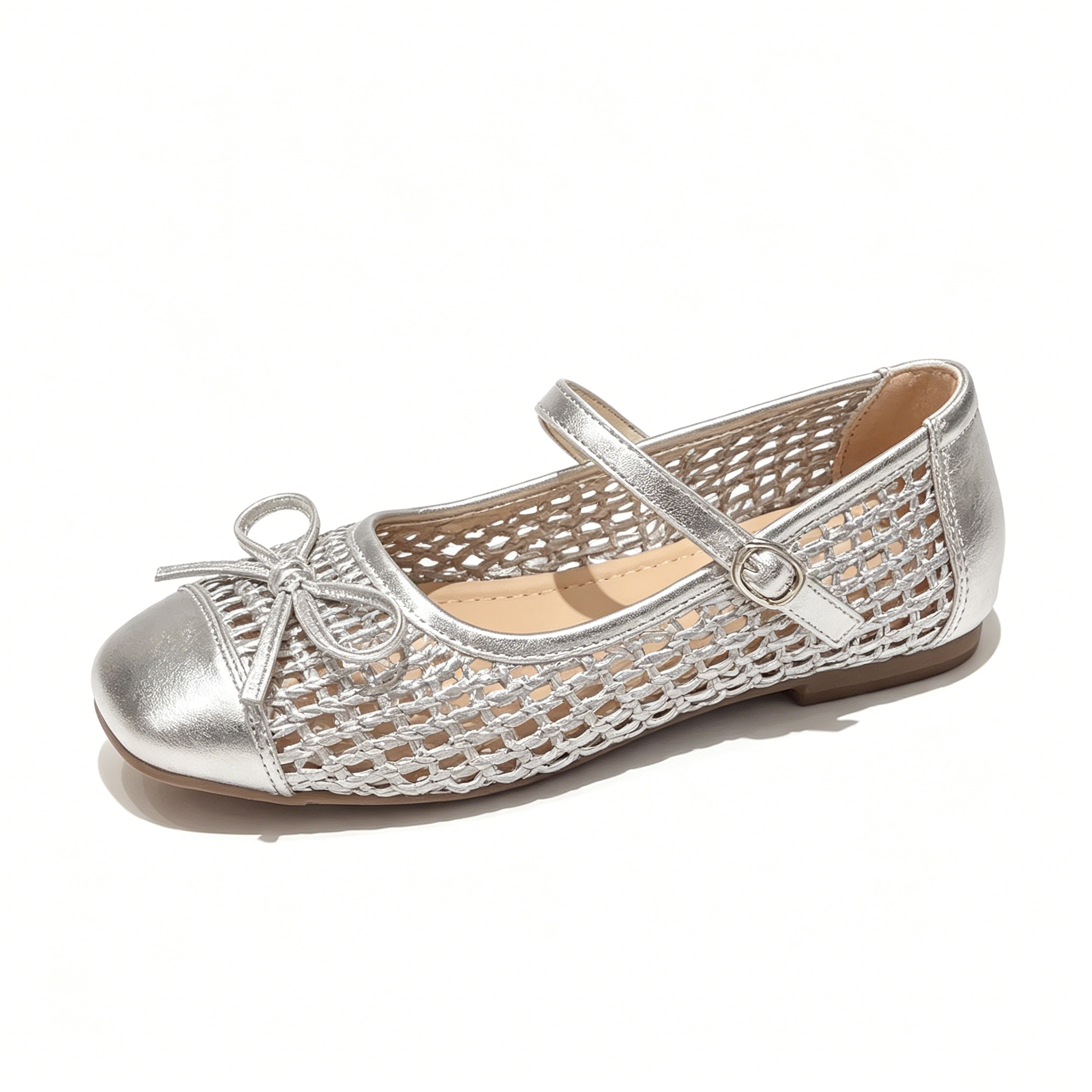 Viral Woven Mesh Mary Janes, Breathable Summer Ballet Flats with Bow, Cute Buckle Lightweight Casual Shoes